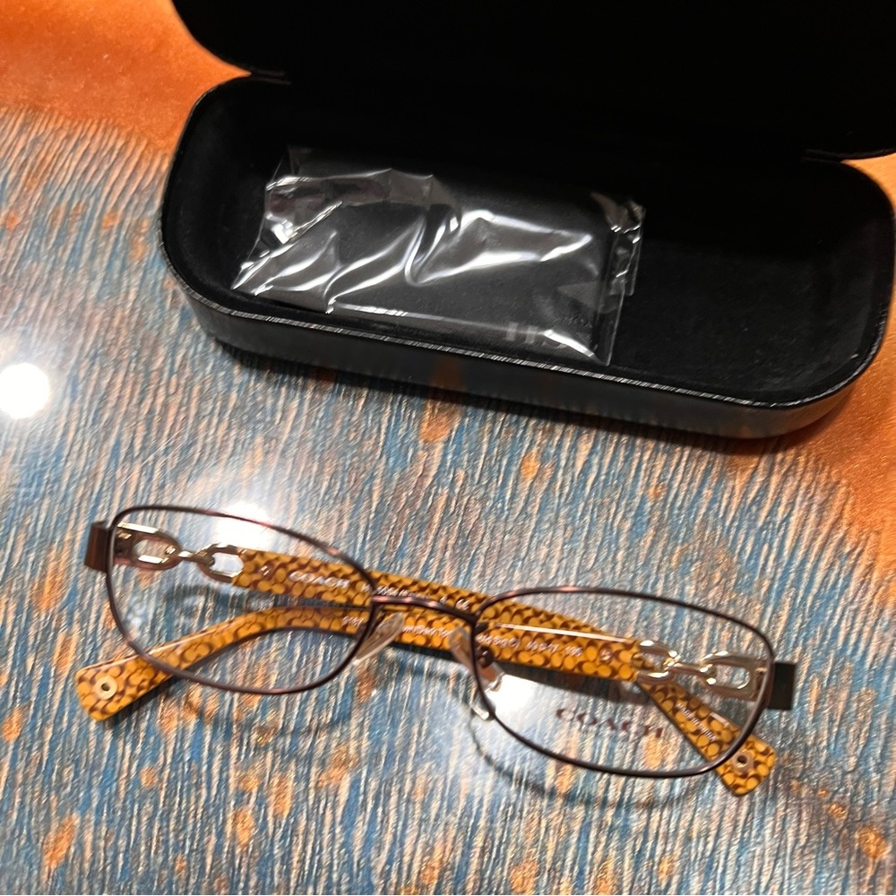 Coach Glasses Frames Satin Brown Dark Tortoise Gold Logo With Case New - Picture 2 of 13